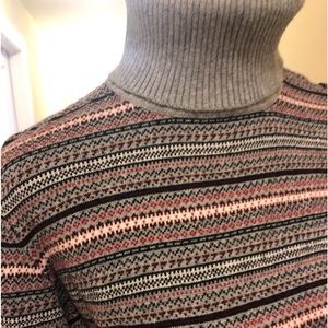 Striped cashmere blend turtle neck